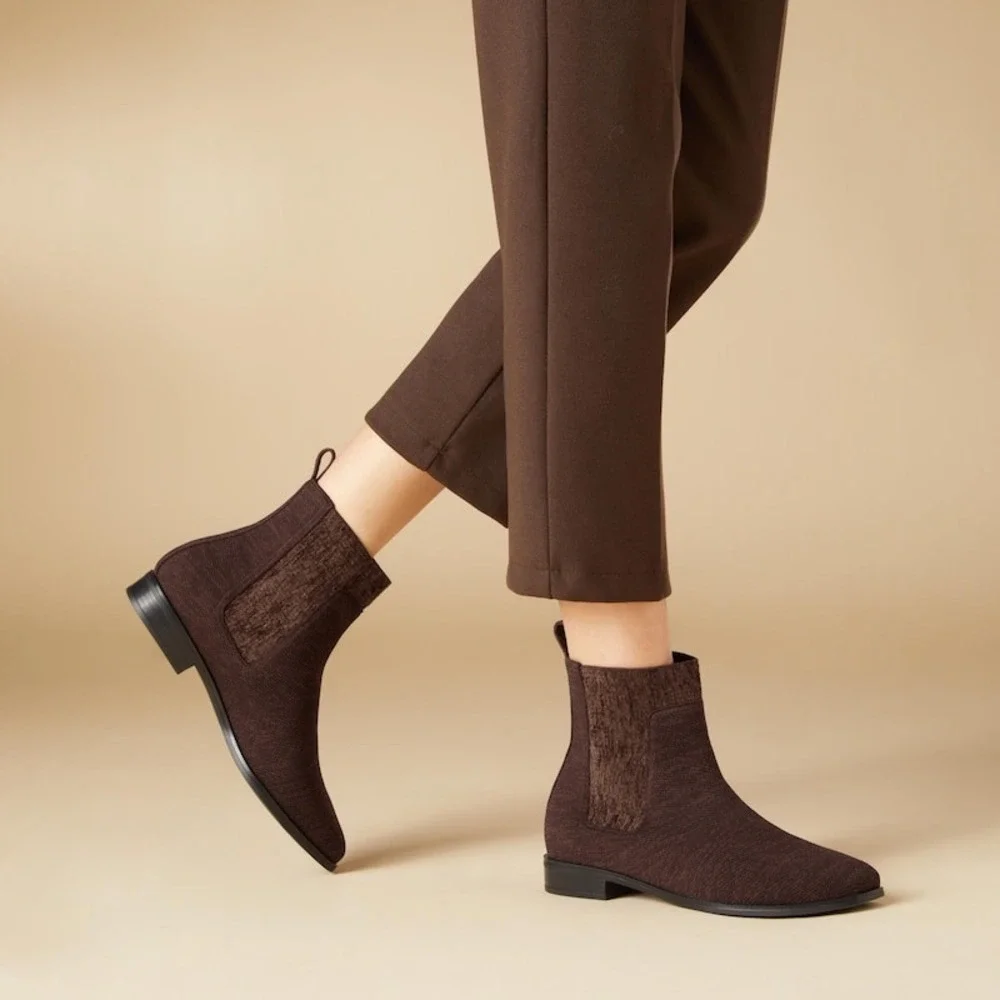 VIVAIA‎ Water-Repellent Square Toe Boots Dark Chocolate size EU/40 US/9